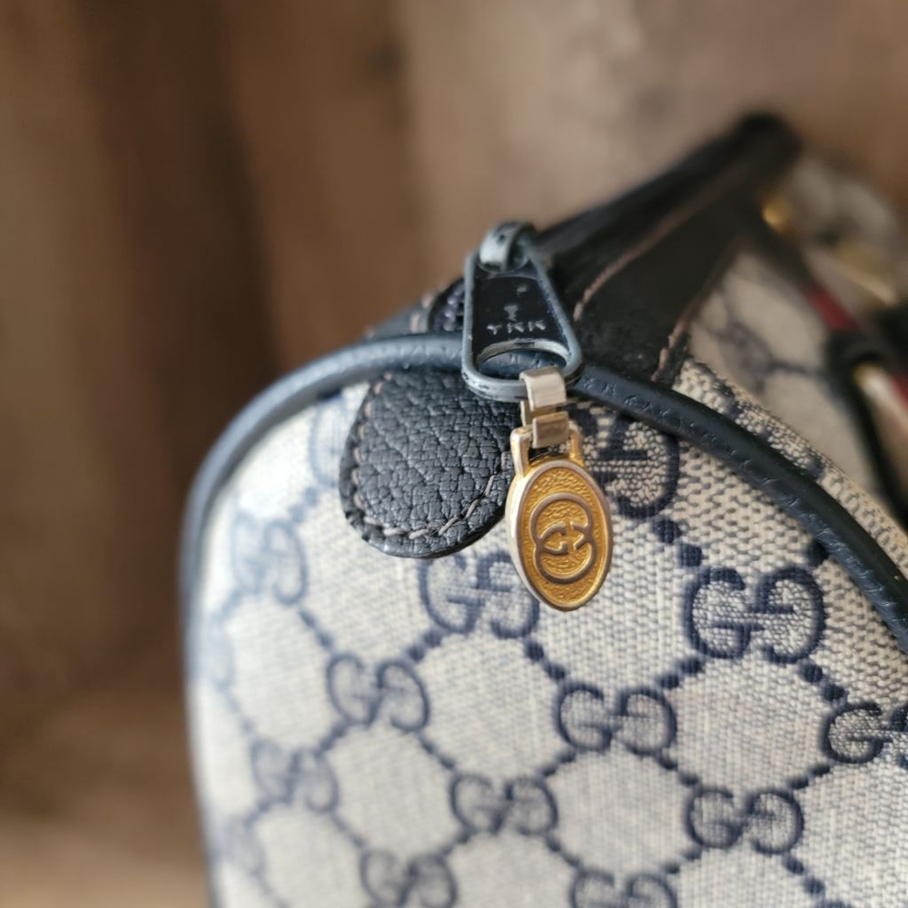 Vintage Gucci Accessory Collection 80s Boston Bag Monogram Leather Purse - Picture 4 of 13